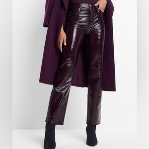 Express Women's Straight Leg Pants in Shiny Dark Burgundy